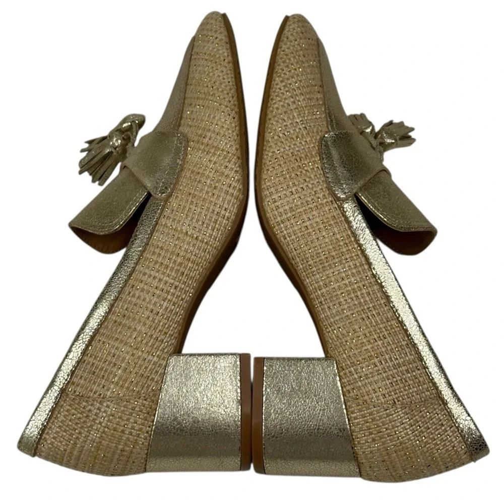 Donald Pliner Kressida Dress Loafer Pump Womens Size 8 Gold Metallic Tassel New